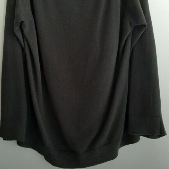 ANTHROPOLOGIE 100% Cotton Cold Shoulder Tie Sweater Black Sz M - Picture 8 of 12
